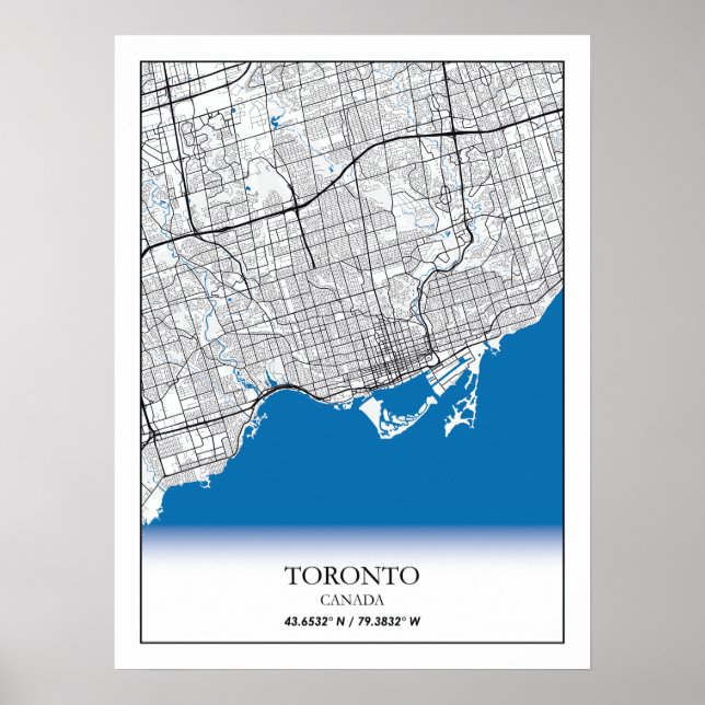 Poster Mapa da cidade Viagem de Toronto Ontario Canadá (Frente)