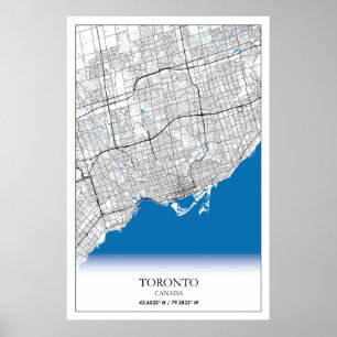 Poster Mapa da cidade Viagem de Toronto Ontario Canadá