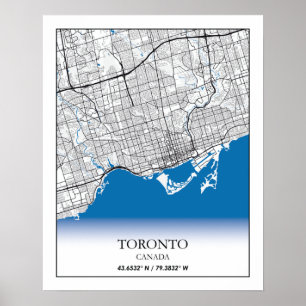 Poster Mapa da cidade Viagem de Toronto Ontario Canadá