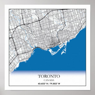 Poster Mapa da cidade Viagem de Toronto Ontario Canadá