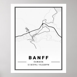 Poster Mapa da Cidade Viagem do Banff Alberta Canada