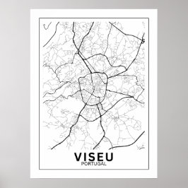 Poster  Mapa Da Cidade Viseu Estilo Linha Clássico
