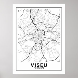 Poster  Mapa Da Cidade Viseu Estilo Linha Clássico