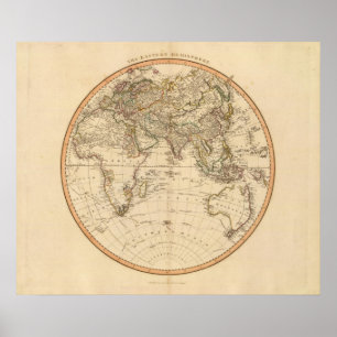 Póster Mapa da circular do hemisfério oriental