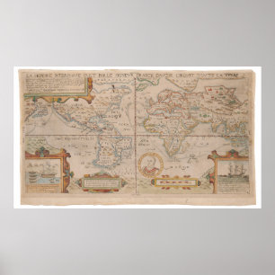 Poster Mapa da circunavegação de Drake do globo