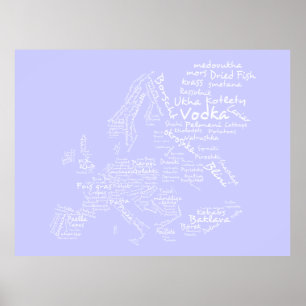 Póster Mapa da comida de Europa (Lilac)