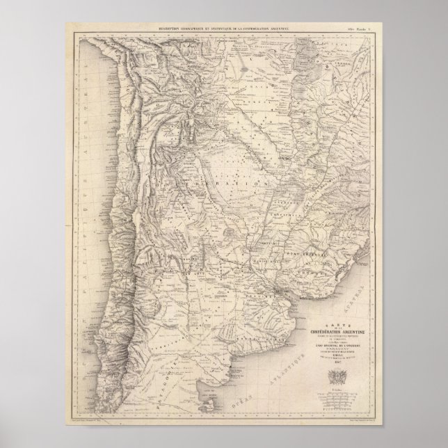 Póster Mapa da Confederação Argentina (Frente)