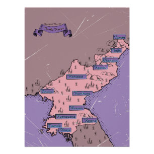 Póster Mapa da Coreia do Norte