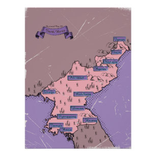 Póster Mapa da Coreia do Norte