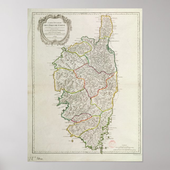 Poster Mapa da Córsega (Frente)