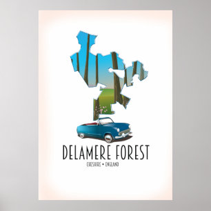 Poster Mapa da Delamere Forest Cheshire, Inglaterra