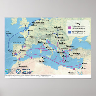 Poster mapa da diáspora do judeu-espanhol