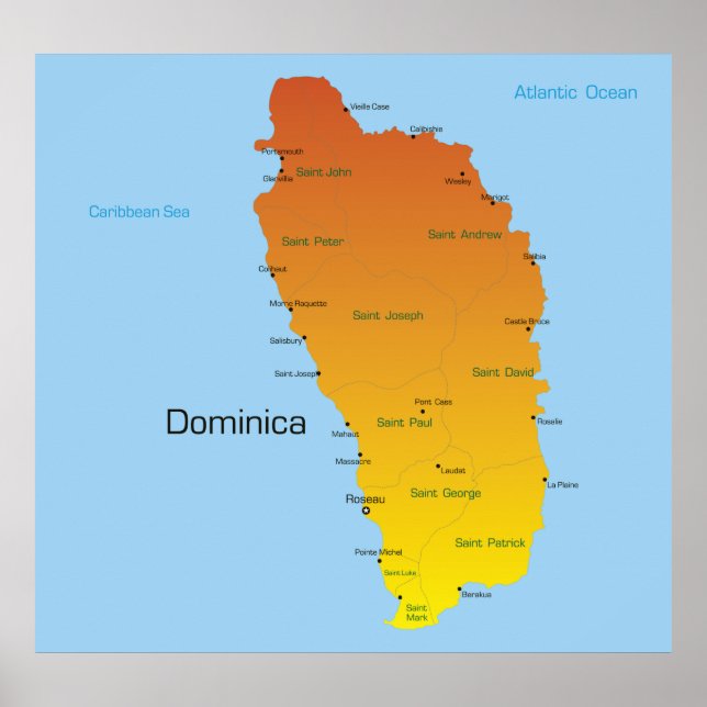Poster Mapa Da Domínica (Frente)