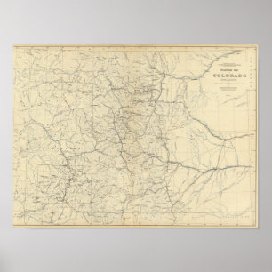 Poster Mapa da drenagem de Colorado