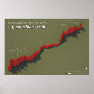 Poster Mapa da elevação da pista appalaquiana