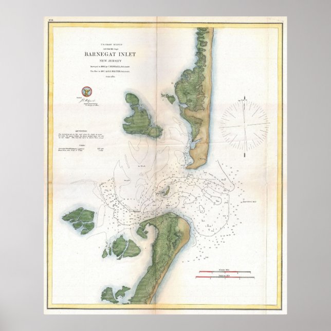 Póster Mapa da entrada de Barnegat (1865) (Frente)