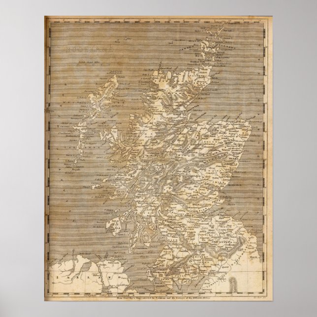 Póster Mapa da Escócia por Arrowsmith (Frente)