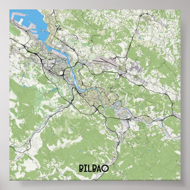 Poster Mapa da Espanha Bilbau (Frente)