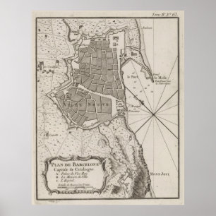 Póster Mapa da Espanha de Barcelona (1764)
