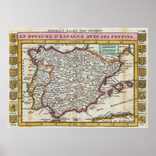 Mapa do país do vintage frança espanha portugal cartazes pintura da lona  parede arte impressão imagem para sala de estar interior decoração casa