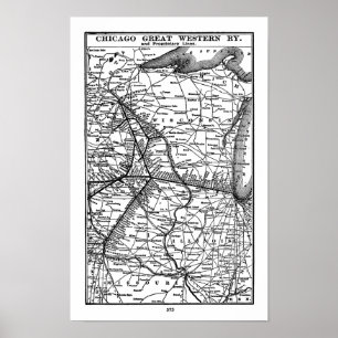 Poster Mapa da estrada de ferro de Chicago Great Western