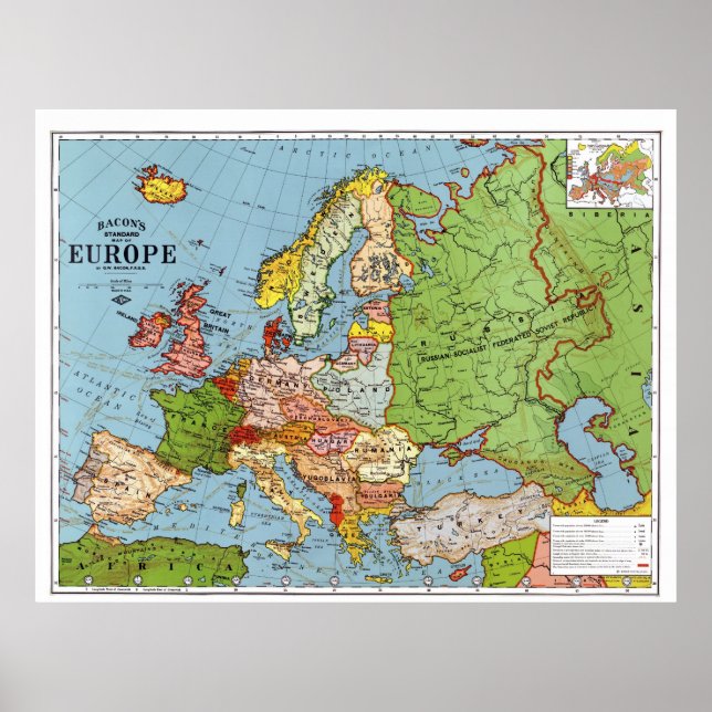 Poster Mapa da Europa (Frente)