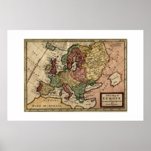 Póster Mapa da Europa do Antiquário 1721 por Herman Moll