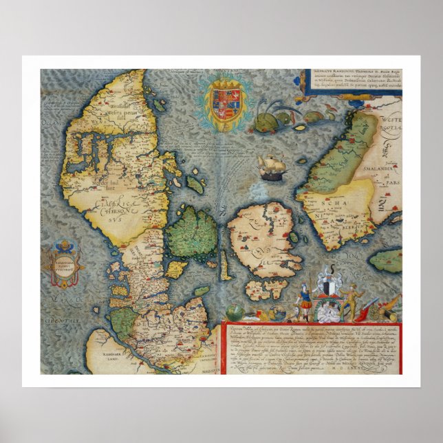 Poster Mapa da Europa Norte, de Civitates Orbis Terr (Frente)