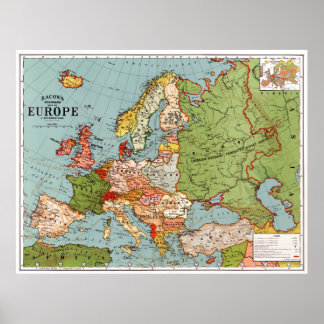 Poster Mapa da Europa por G. Washington Bacon (1830-1922)