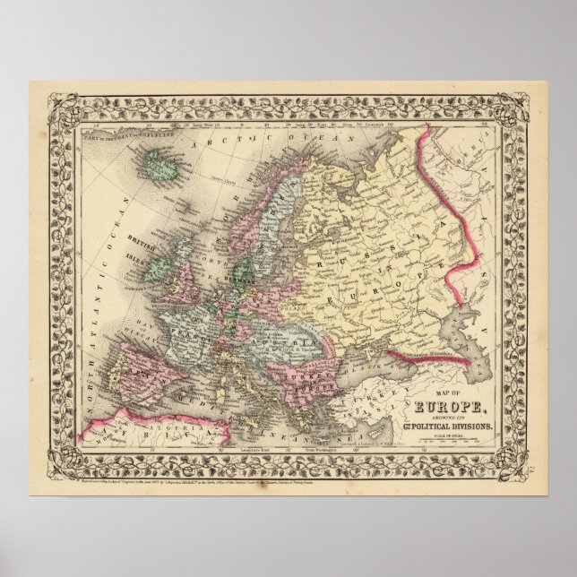 Póster Mapa da Europa por Mitchell (Frente)