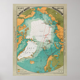Poster Mapa da Expedição Polar de Fridtjof Nansen