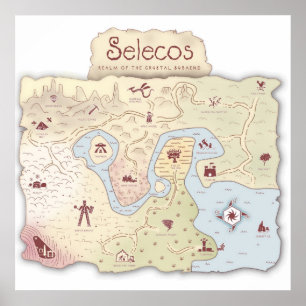 Poster Mapa da fantasia da aventura de Selecos