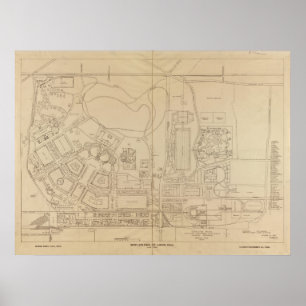 Poster Mapa da feira 1904 de mundo em St Louis, Missour