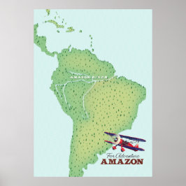 Poster Mapa da Floresta Amazônica de Aventura