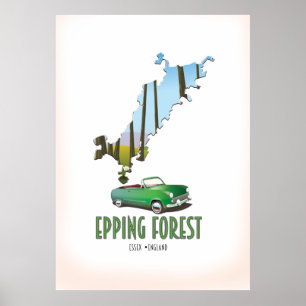 Poster Mapa da Floresta de Epping Essex Inglaterra