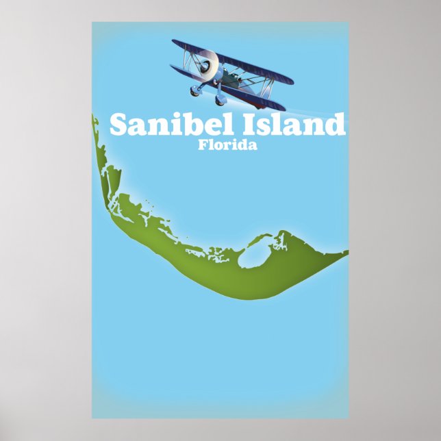 Poster Mapa da Flórida da Ilha Sanibel (Frente)