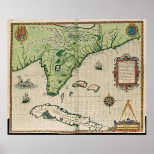 Póster Mapa da Flórida, de 'Brevis Narratio'