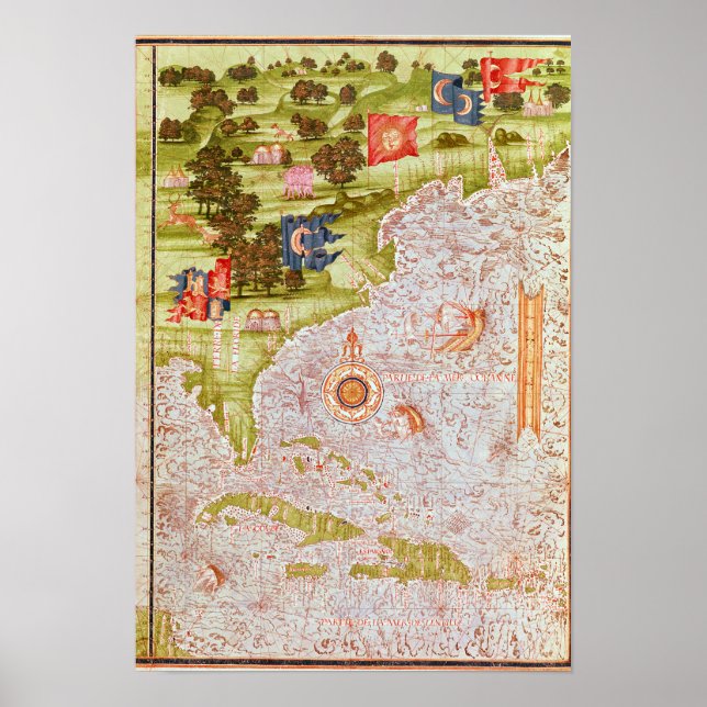 Poster Mapa da Flórida e das Antilhas (Frente)