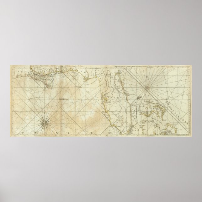 Poster Mapa da Flórida e das Bahamas (1776) (Frente)