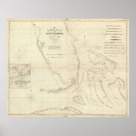 Poster Mapa da Flórida e das Bahamas (1827)