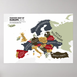 Póster Mapa da forma de Europa