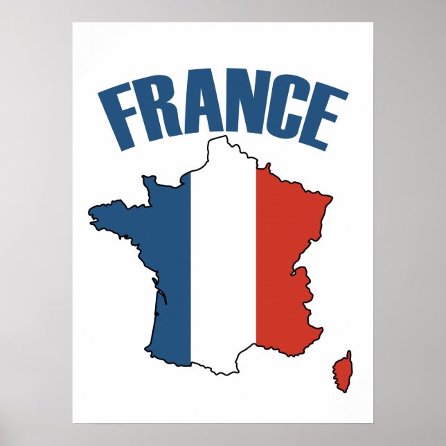 Poster Mapa da França - Bandeira Francesa (Frente)