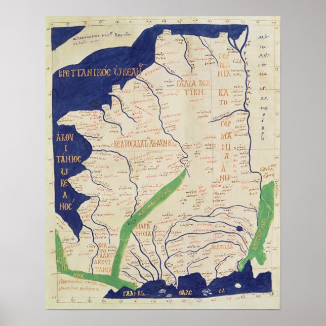 Póster Mapa da França, da "Geografia" (Frente)