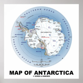 Póster Mapa Da Geografia Da Antártica