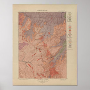 Poster Mapa da geologia, peça nacional de Yellowstone,