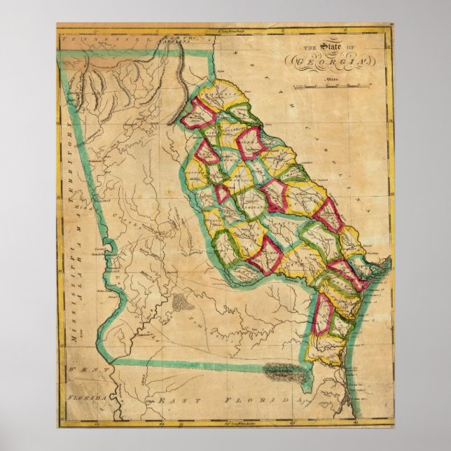 Póster Mapa da Geórgia (Frente)