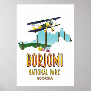 Poster Mapa da Geórgia do Parque Nacional Borjomi