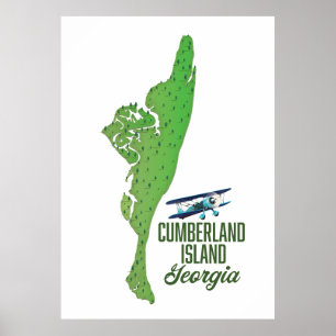 Poster Mapa da Geórgia na ilha de Cumberland