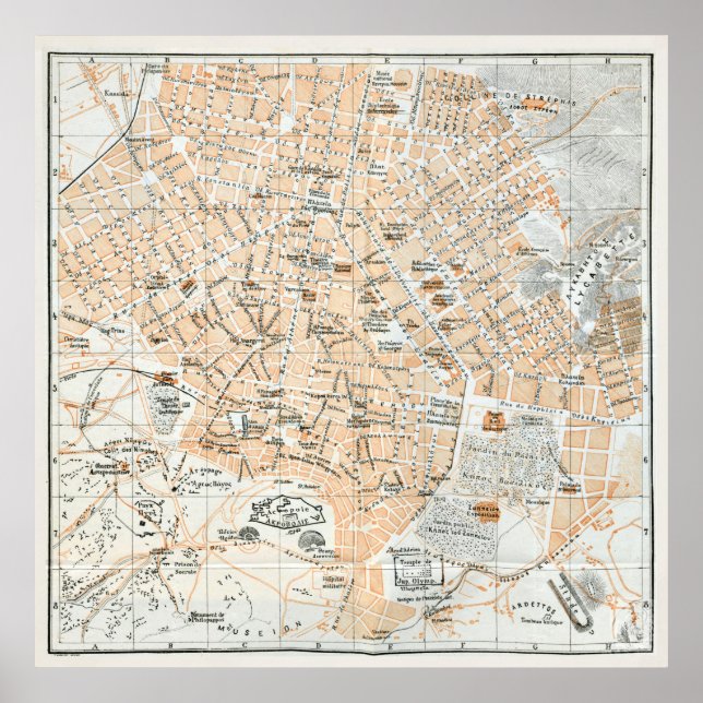 Poster Mapa da Grécia de Atenas (1890) (Frente)