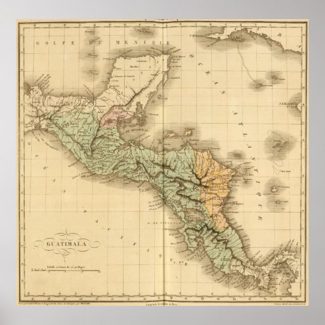 Poster Mapa da Guatemala (1825) (Frente)